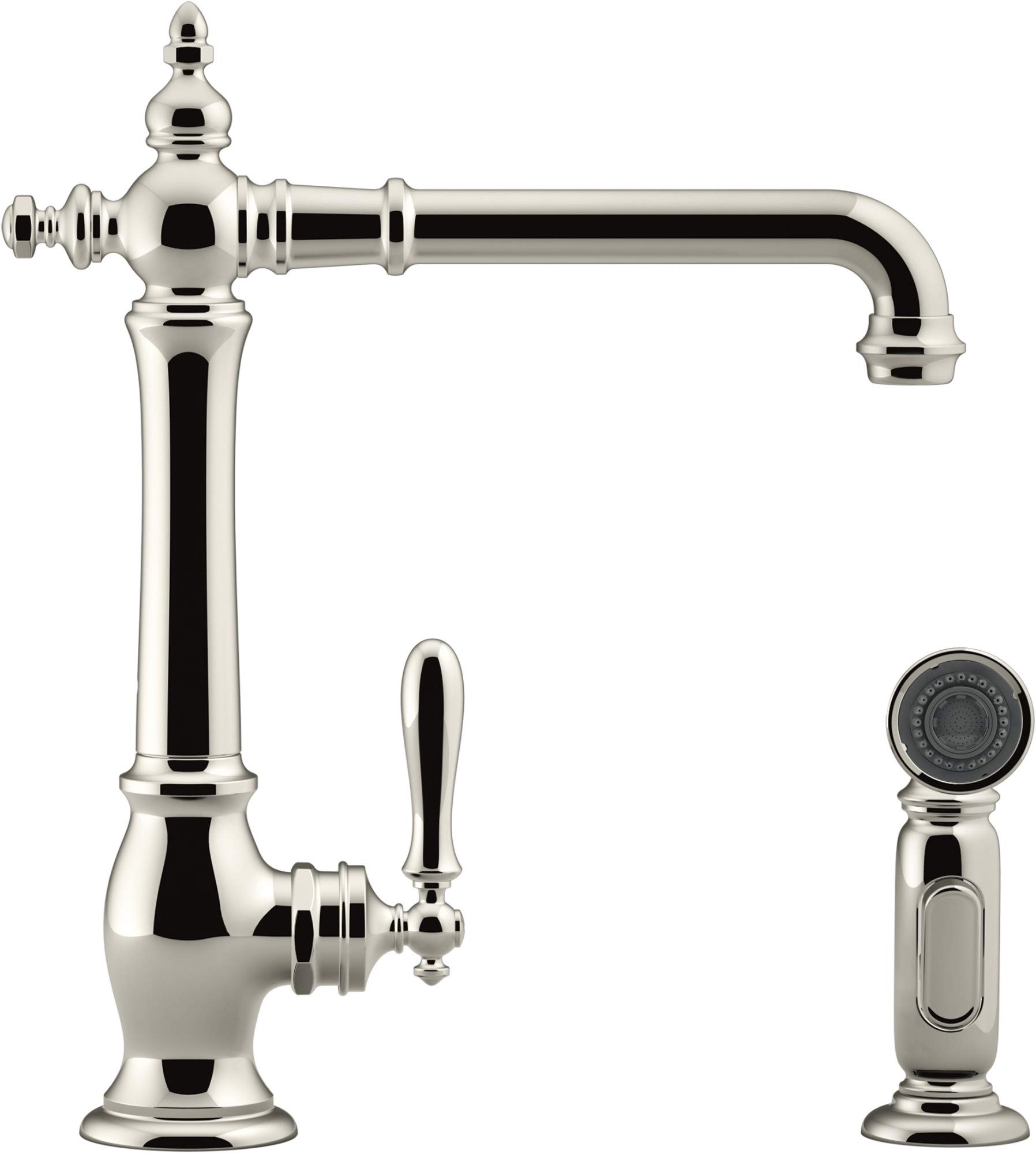 Kohler K-99265-2MB Artifacts Single Handle Pull-Down Kitchen Faucet with Side Sprayer in Vibrant Moderne Brushed Brass Finish - Perfect for Modern Farmhouse & Contemporary Kitchen Renovations