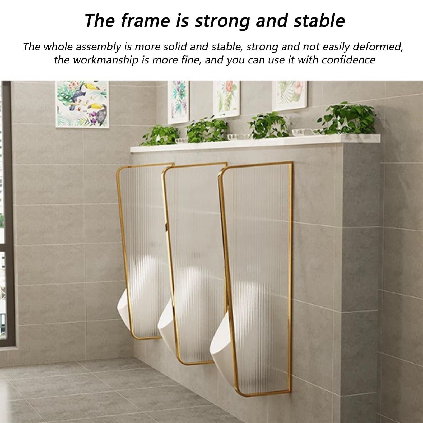 Stainless Steel Urinal Baffle Partition - Wall Mounted Privacy Screen for Men's Toilet & Bathroom - Durable Toilet Divider with Steel Frame - Ideal for Hotels, Restaurants & Public Restrooms (Black, 1PC) - Perfect for Commercial Spaces & High-Traffic Areas
