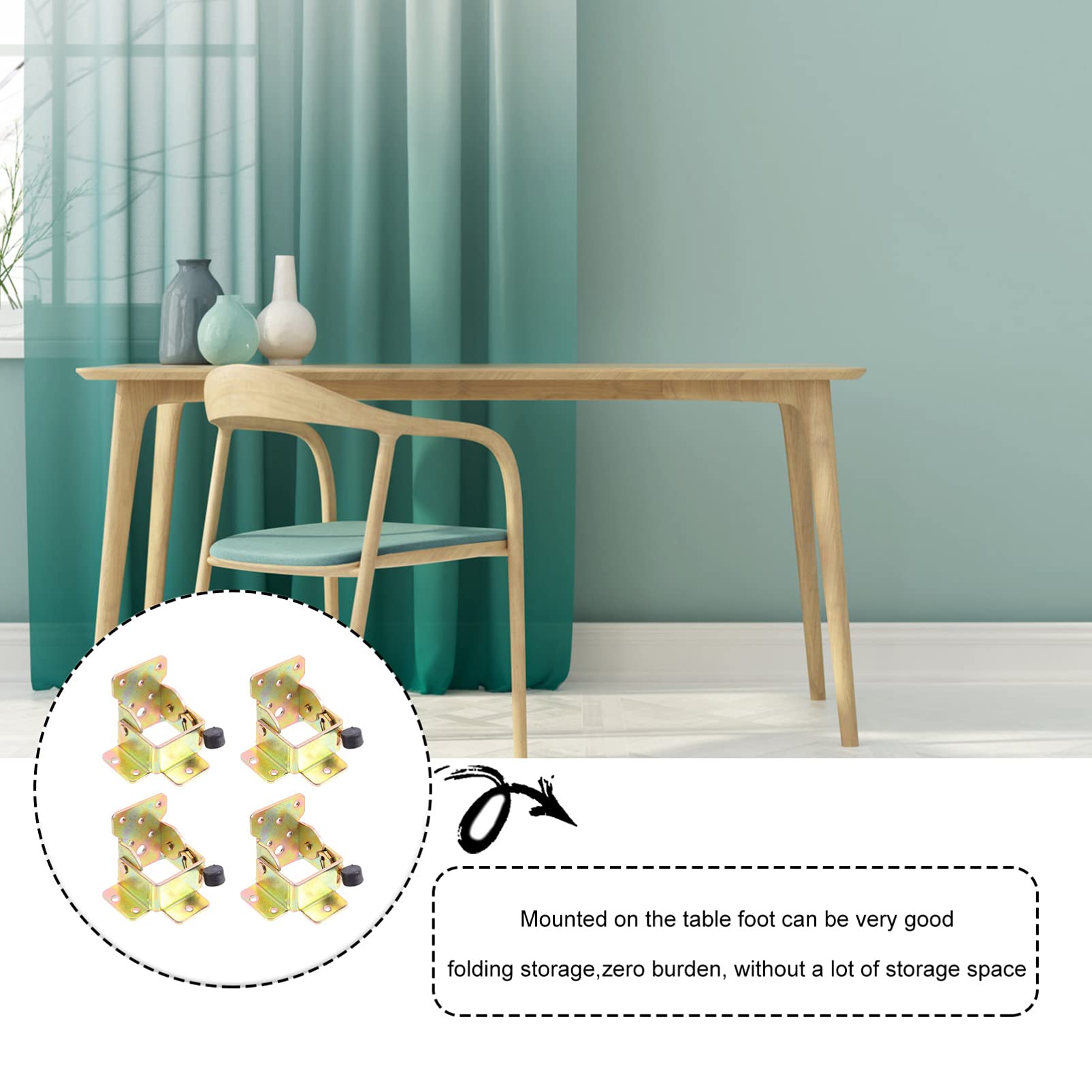 DOITOOL 4Pcs Folding Chair Leg Hinges - Heavy Duty Iron Support Brackets for Foldable Tables, Chairs & Shelves - Angle Braces for Space-Saving Furniture in Home, Office & Dorm Rooms