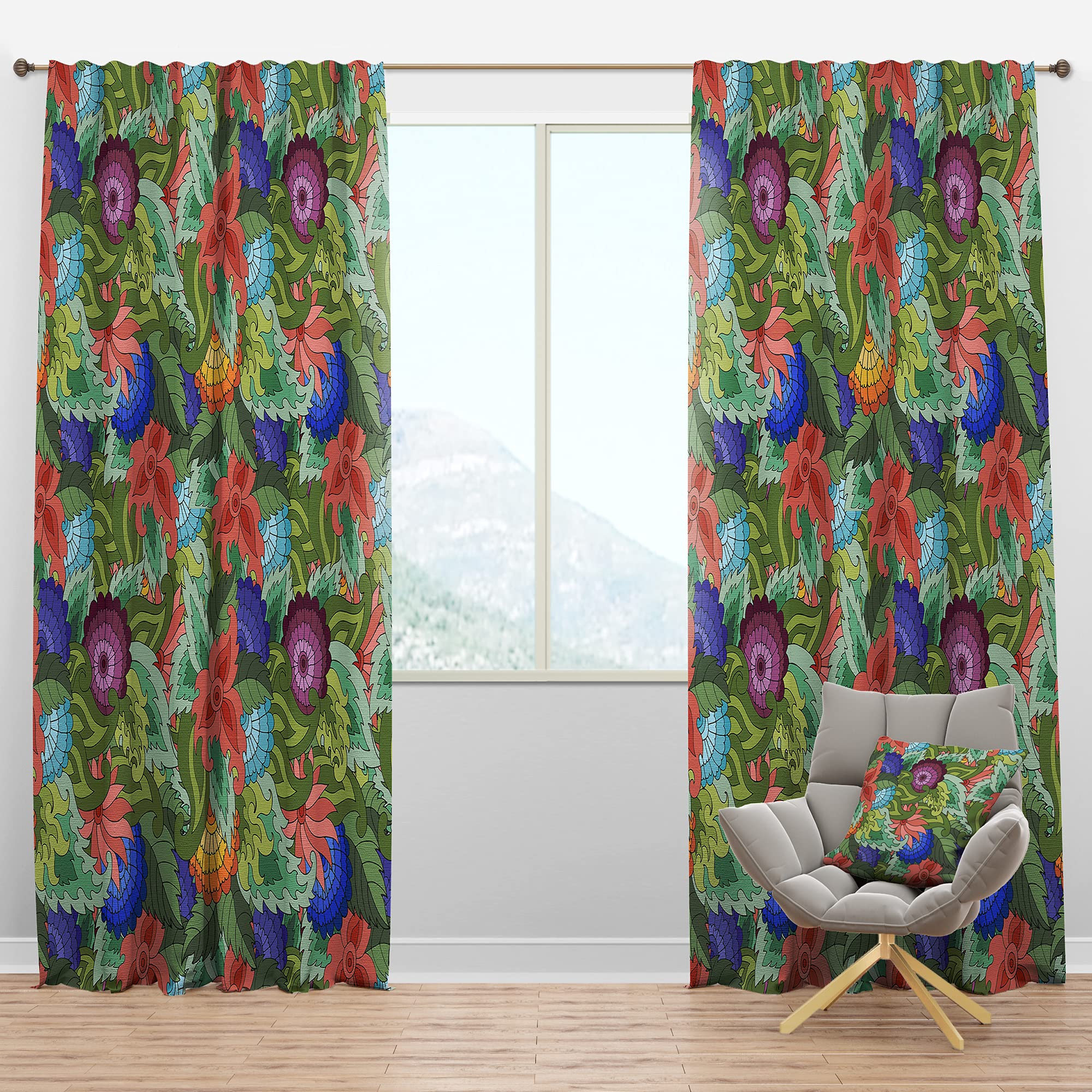 Blackout Curtains with Abstract Floral Leaf Design - Thermal Insulated Room Darkening Drapes for Bedroom & Living Room (52x120 Inches, Single Panel) - Perfect for Light Blocking, Privacy & Energy Efficiency