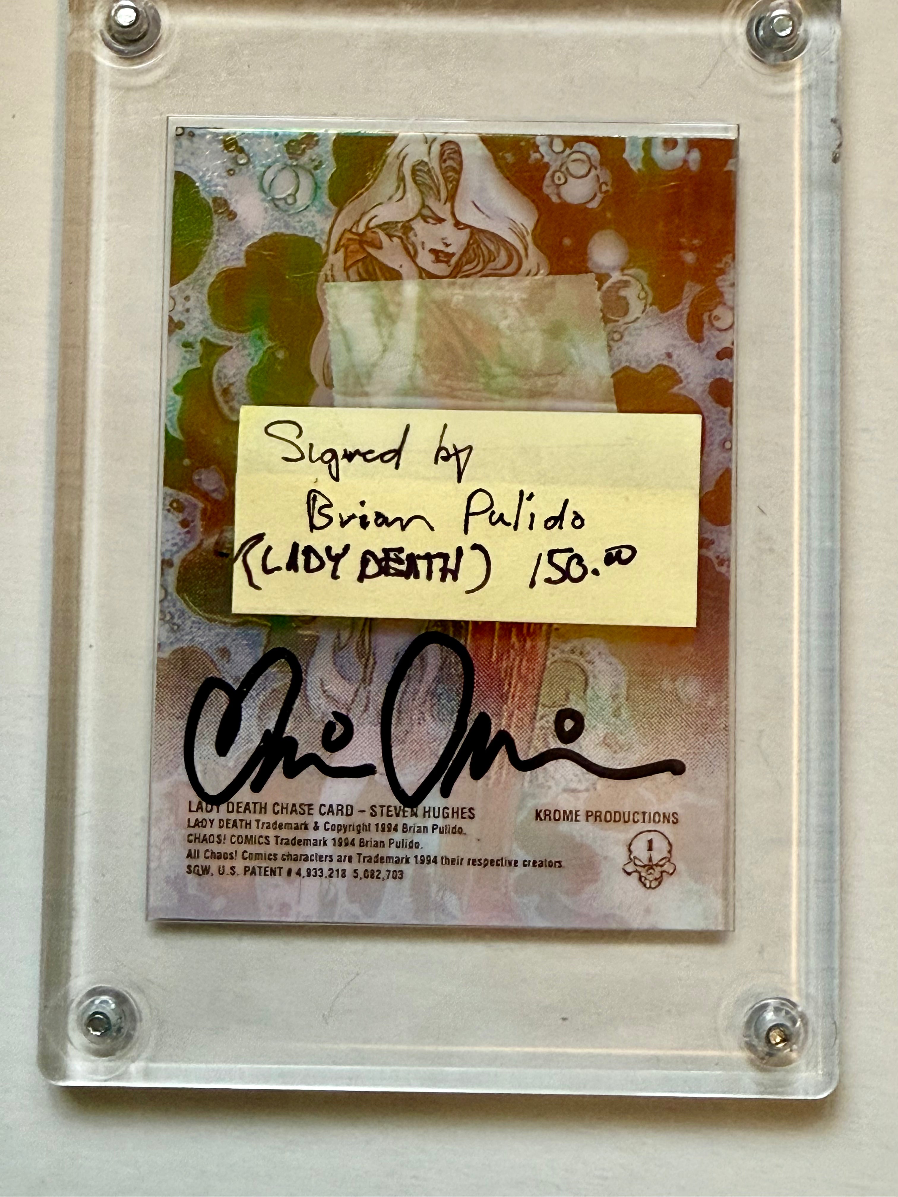 Lady Death Autographed Insert Card by Brian Pulido with COA - Rare Collectible for Comic Fans & Memorabilia Enthusiasts - Perfect for Display, Gifts, and Comic Conventions