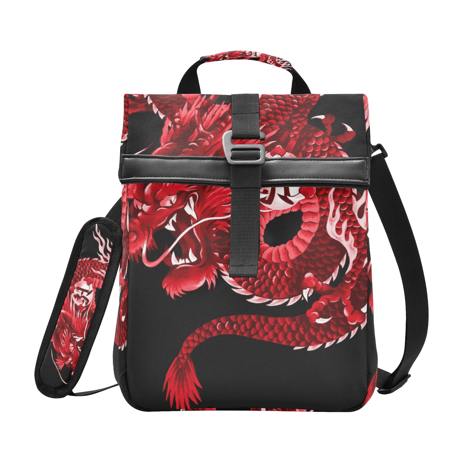 Premium Japanese Dragon Insulated Lunch Bag - Leakproof & Foldable Cooler Tote for Women & Men - Adjustable Shoulder Strap for Picnic, Beach, Office & Outdoor Adventures