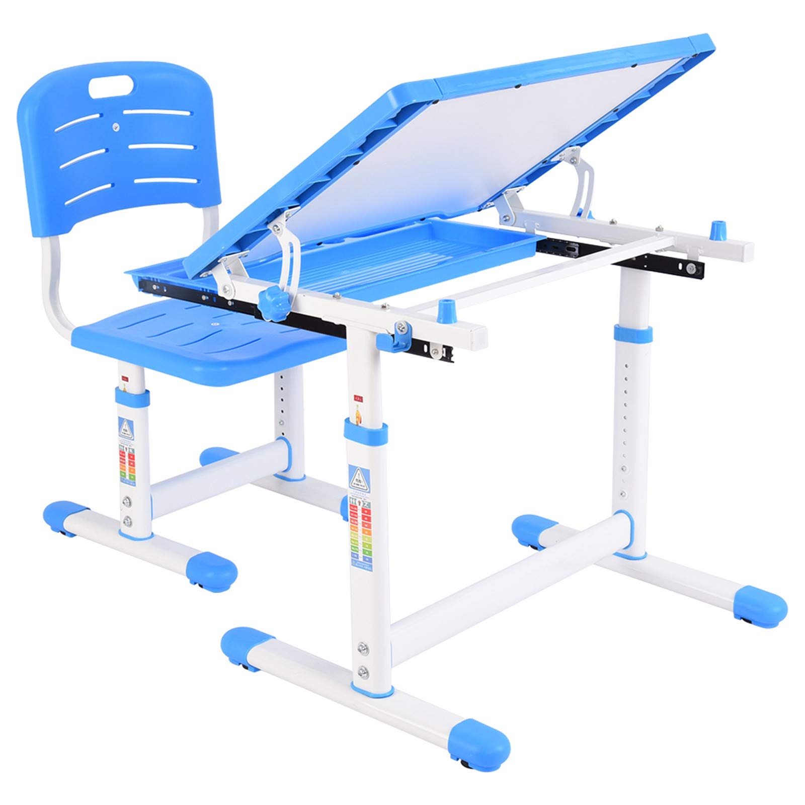 **Kids Study Desk and Chair Set - Adjustable School Desk with Drawing Table, Ergonomic Children's Chair for Girls & Boys - Perfect for Homeschooling, Online Learning & Art Activities**