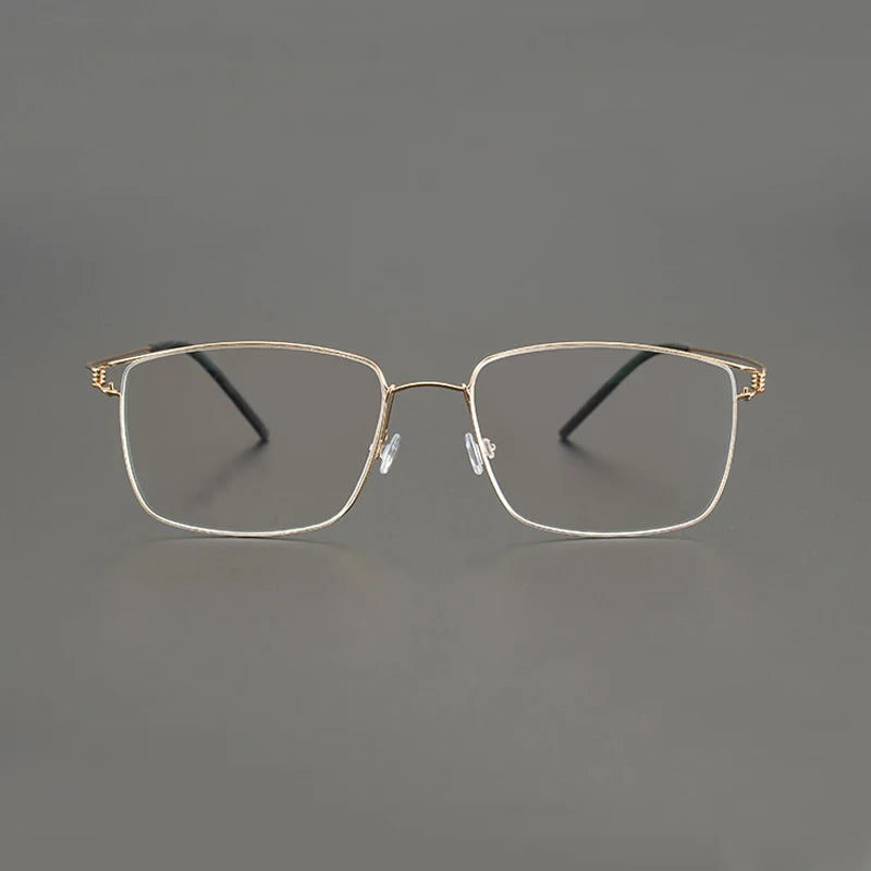 Unisex Black Titanium Square Screwless Full Rim Eyeglasses Frame 42001 - Lightweight & Durable for Work, Reading, and Everyday Wear