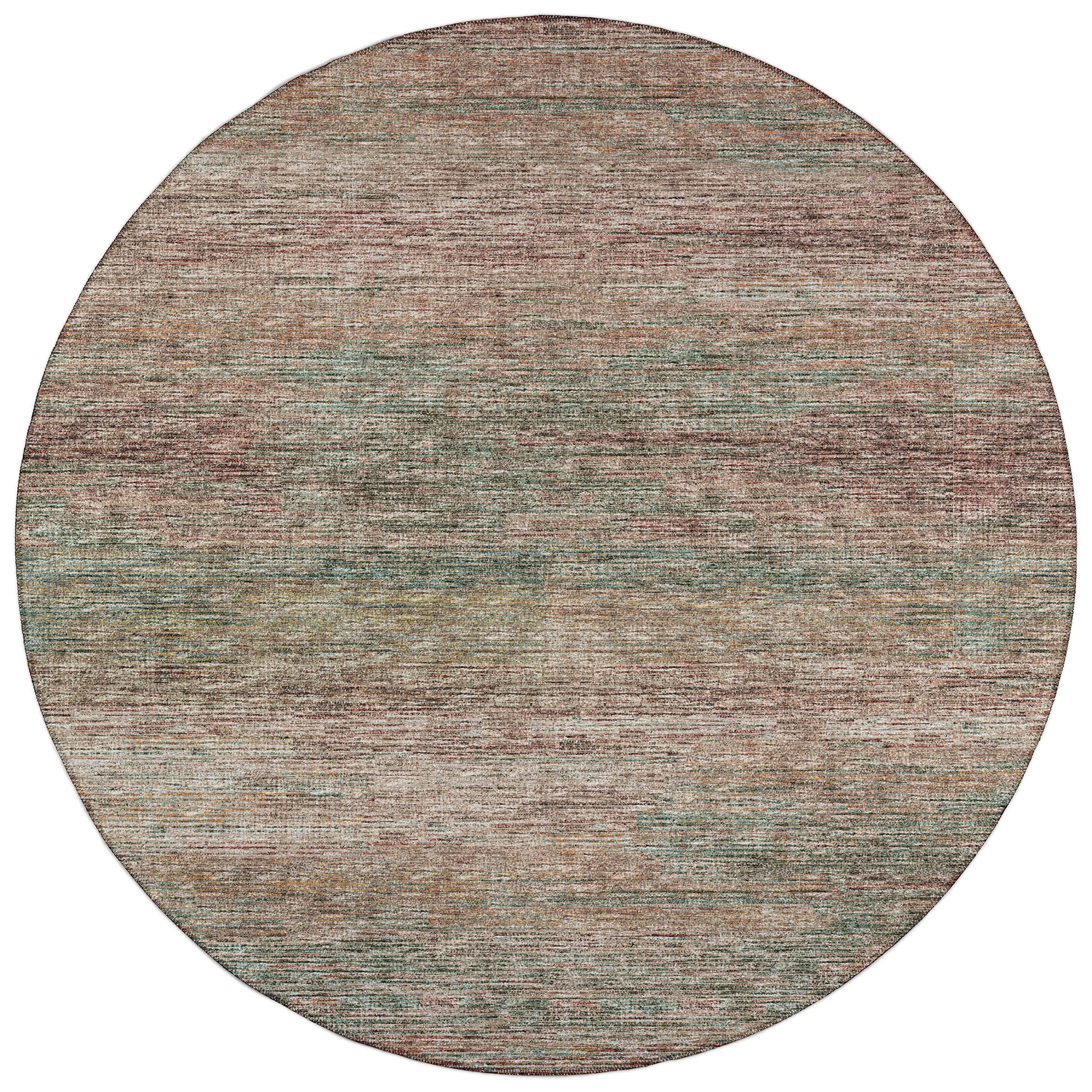 Addison Rugs Marston 8' x 8' Transitional Multi Indoor/Outdoor Round Area Rug - Machine Washable, Non-Shedding, Easy Clean - Perfect for Bedroom, Living Room, Dining Room, Kitchen & Patio Decor
