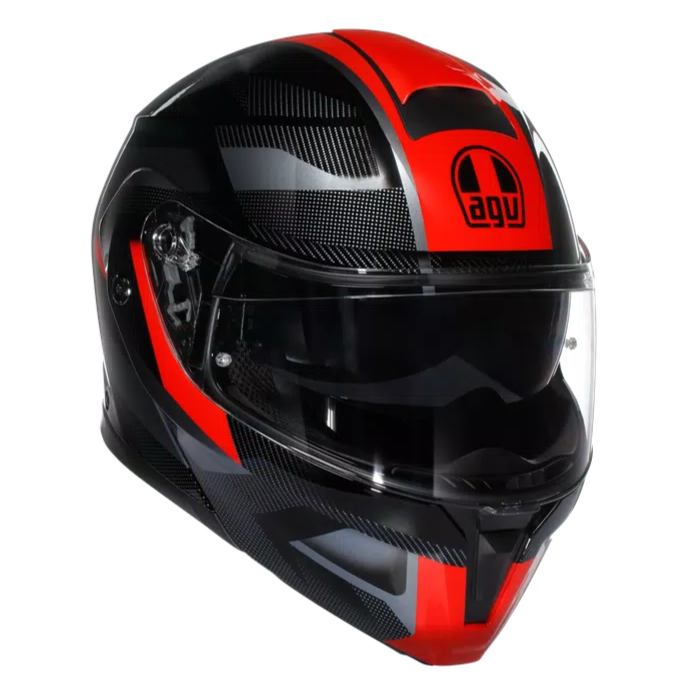 AGV Streetmodular Ledro Black/Red Motorcycle Helmet - DOT Certified Full Face Helmet for Street Bikes with Advanced Ventilation System | Perfect for Urban Commuting, Touring & Daily Riding