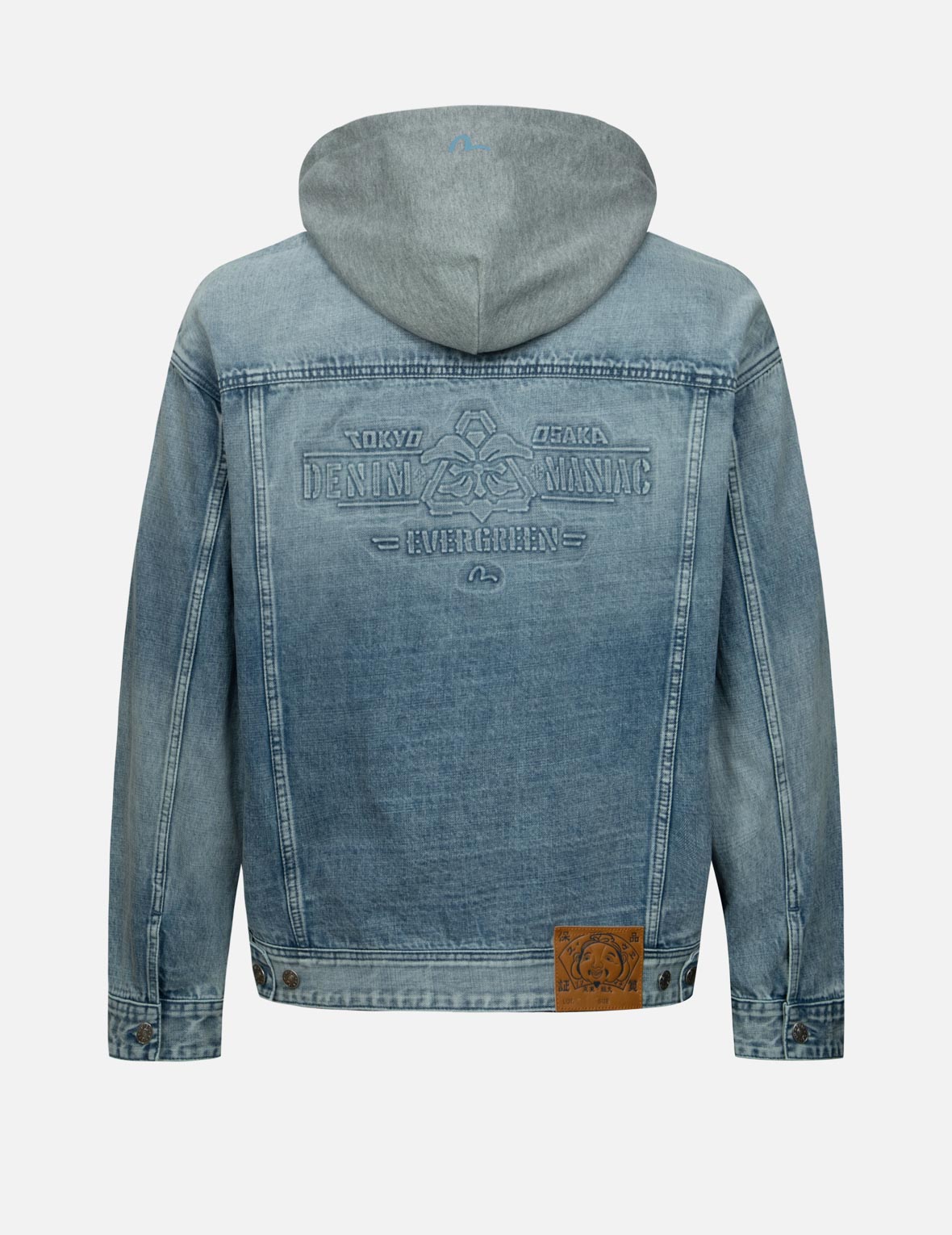 Seagull & Logo Embossed Loose Fit Denim Jacket for Women & Men - Vintage Style Distressed Denim Coat for Casual Outfits & Streetwear Fashion