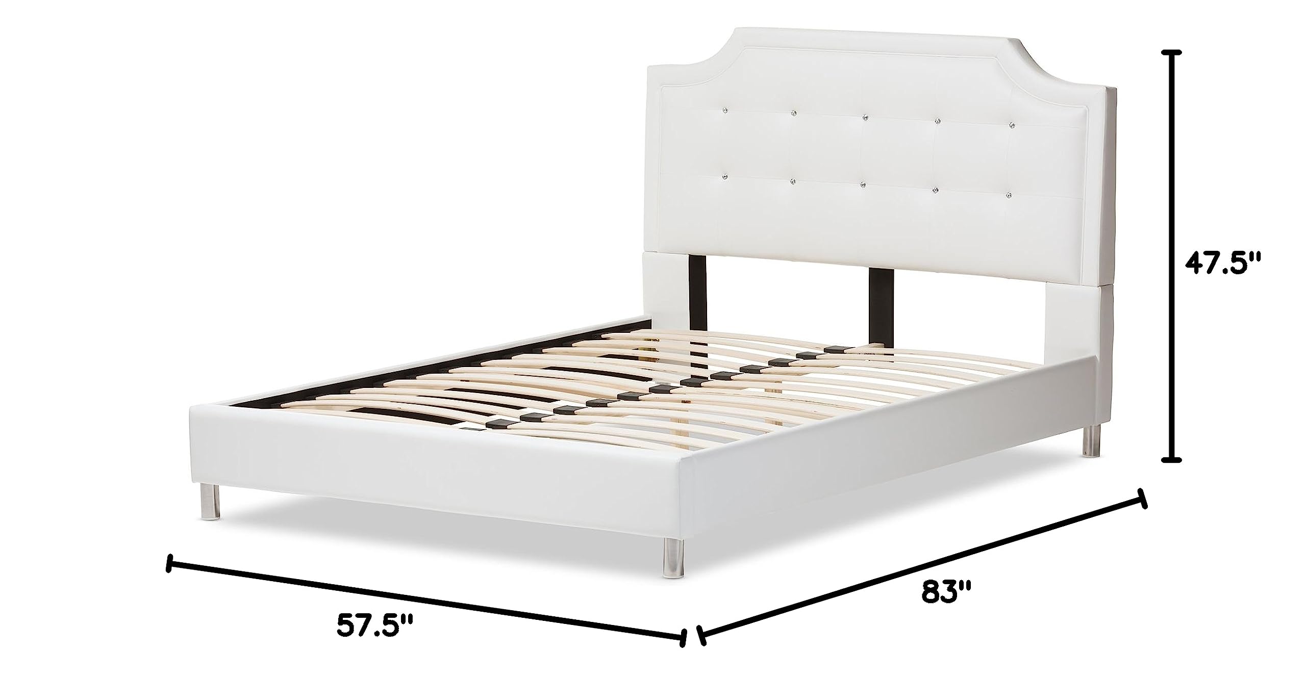 Baxton Studio Carlotta Modern Upholstered Headboard Full Size Bed Frame - White | Perfect for Contemporary Bedrooms & Guest Rooms