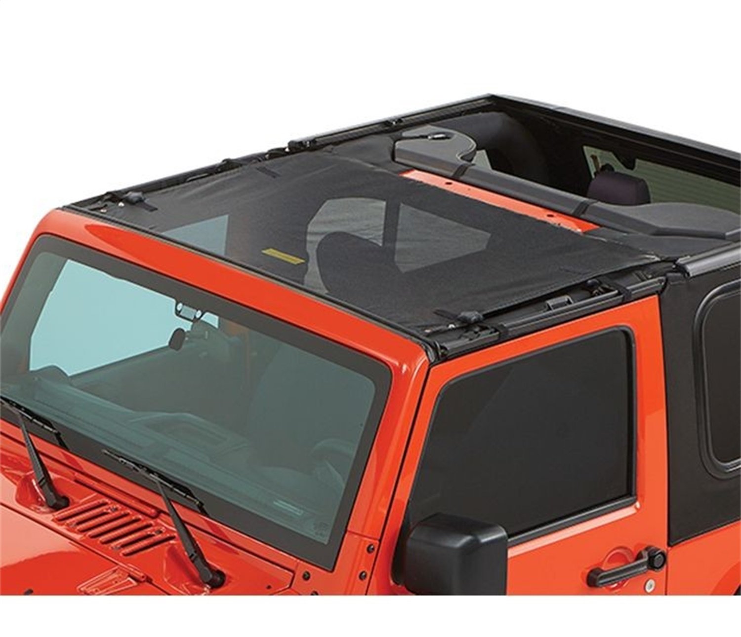 Bestop 5240011 Mesh Sun Bikini Top for 2007-2018 Jeep Wrangler JK 2DR & 4DR - Targa Length - UV Protection & Breathable Shade for Off-Road & Summer Driving
