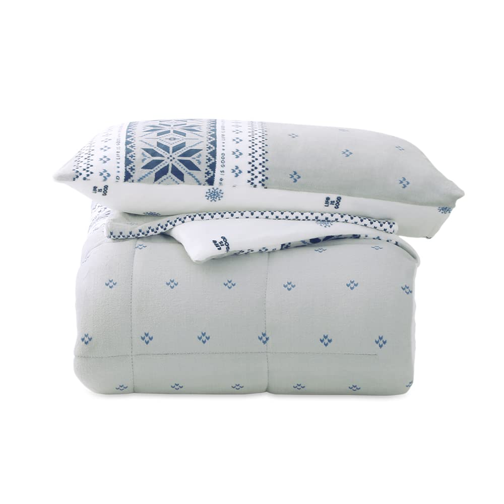 Berkshire Blanket x Life is Good Fair Isle Comforter Set - Cozy All-Season Primalite Bedding in Grey | Full/Queen Size (90