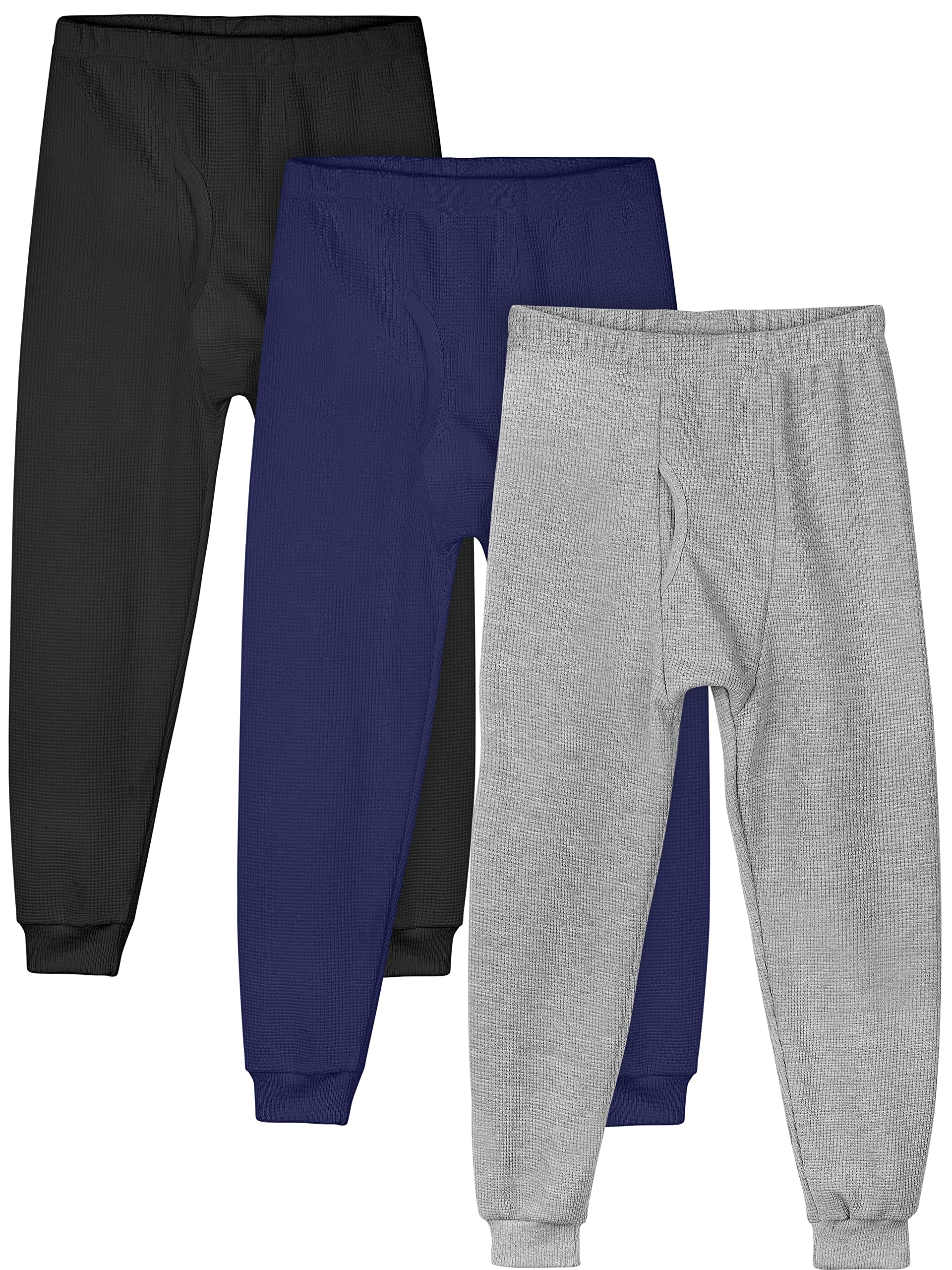 Resinta 3 Pack Boys Thermal Waffle Bottom Underwear - Waffle Knit Winter Base Layer Pants for Kids - Warm & Comfortable for Cold Weather, Outdoor Activities, and Winter Sports