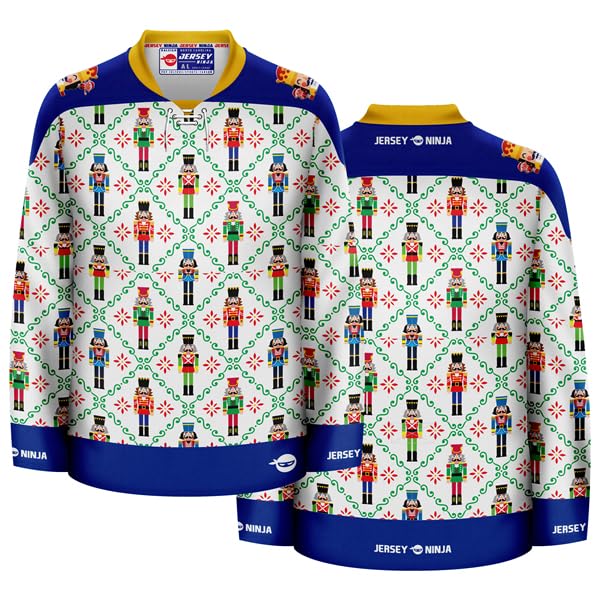 Christmas Nutcrackers Ugly Sweater Holiday Hockey Jersey - Festive NHL-Inspired Ugly Christmas Sweater for Parties & Gift Giving