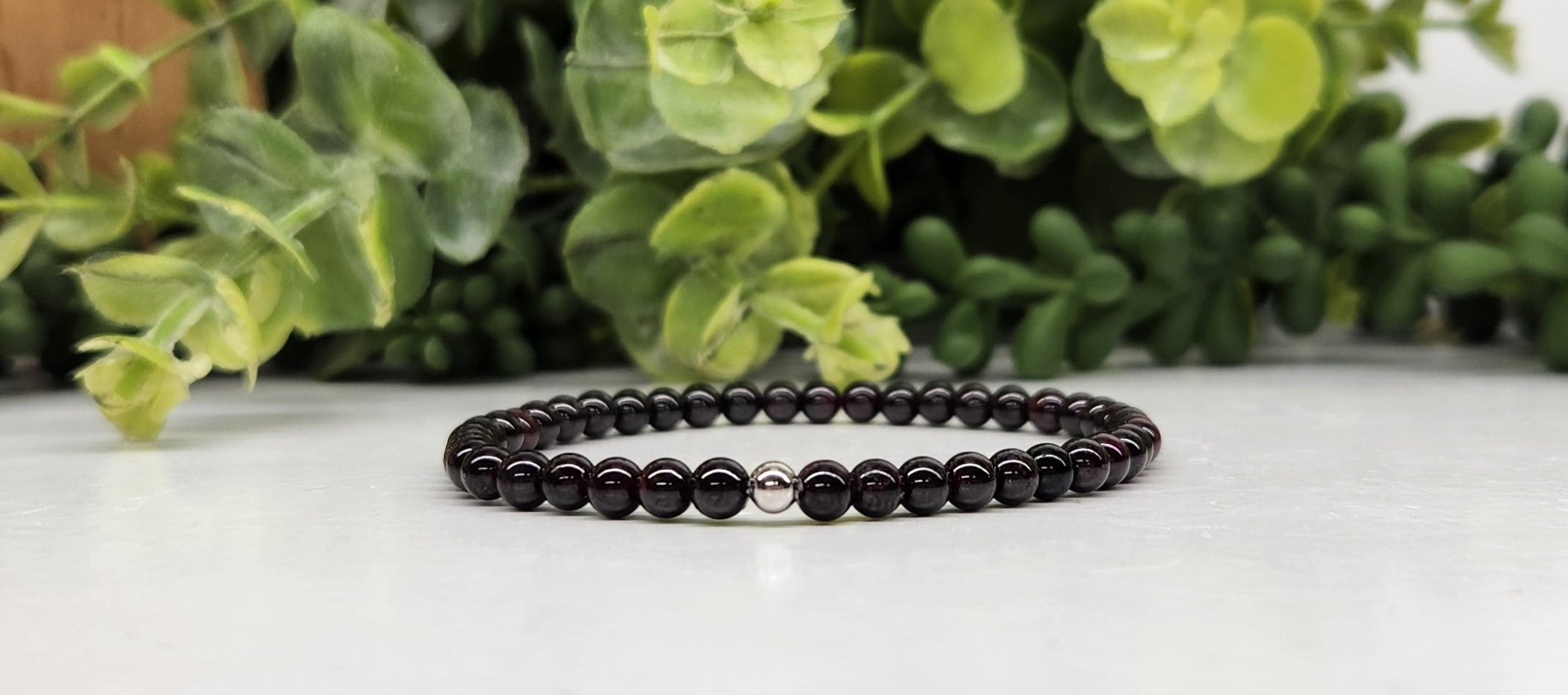 Natural Garnet Gemstone Smooth Bead Stretch Bracelet for Women - Healing Crystal Jewelry for Meditation, Yoga & Spiritual Wellness