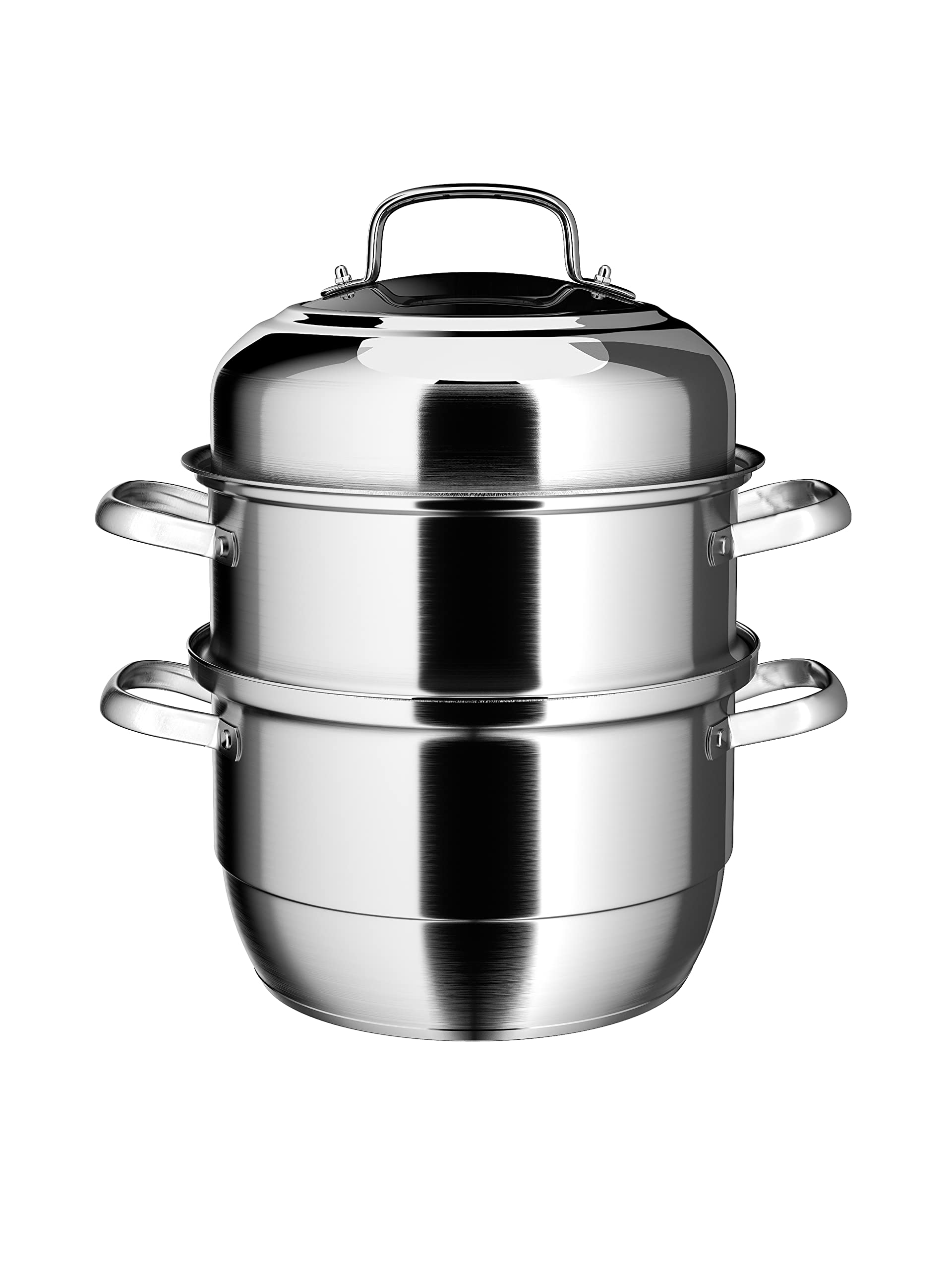 VENTION 13.4 Inch (34cm) Large Stainless Steel 3-Tier Induction Steamer Pot – Perfect for Dumplings, Vegetables & Seafood – Ideal for Home Cooking, Meal Prep & Healthy Eating