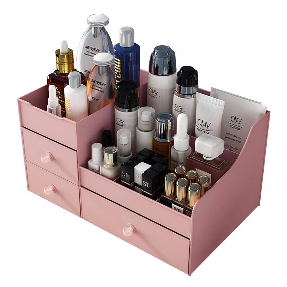 Pink Acrylic Makeup Organizer with Drawers - Vanity & Bathroom Storage Box