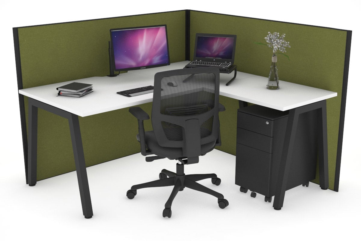 Horizon Quadro A Legs L-Shaped Corner Office Desk - 1600L x 1550W with Cable Management | Modern Home Office & Gaming Desk for Workspace & Study Room
