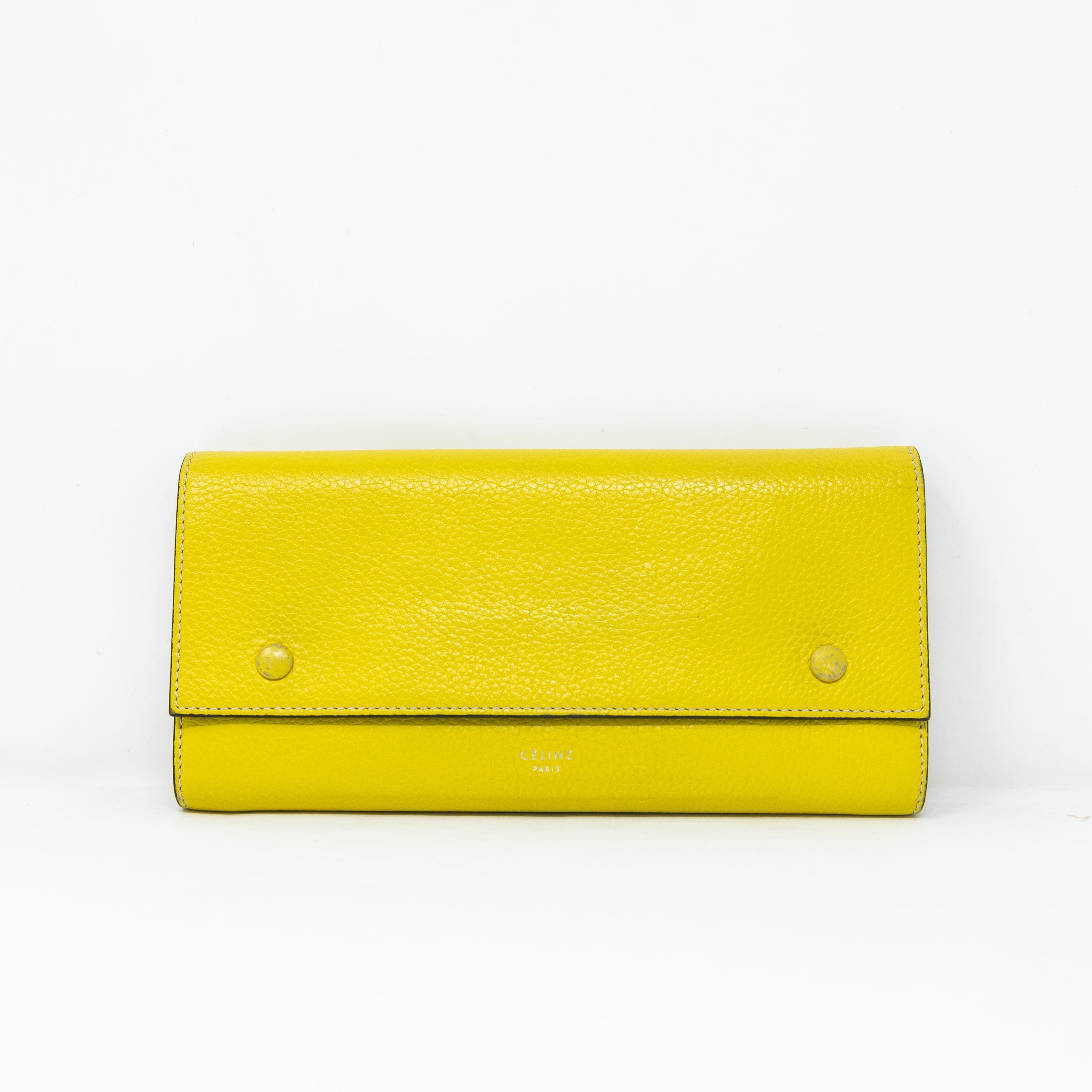 Celine Yellow Leather Long Wallet for Women - Stylish & Spacious Designer Wallet for Everyday Use & Travel