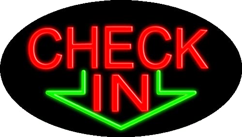 Custom Check In Glass Neon Sign #14174 – Handmade in USA | Perfect for Bars, Hotels, and Retro Home Decor