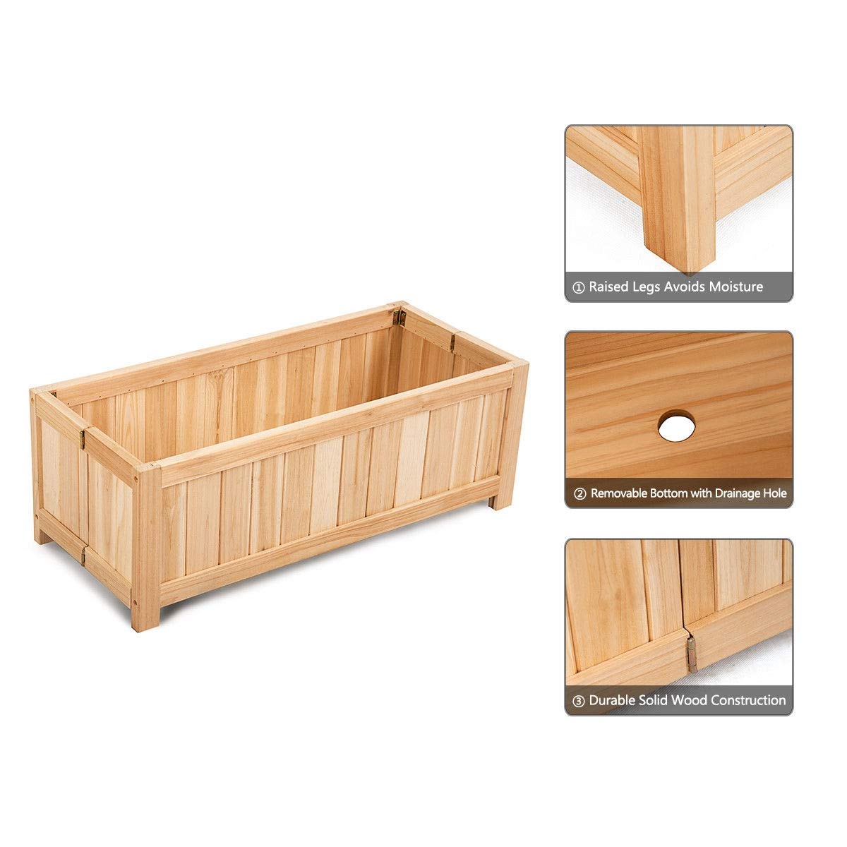 **Natural Wood Raised Garden Bed - Foldable Rectangular Planter Box for Vegetables, Flowers & Herbs - Outdoor Gardening for Backyard, Patio, Lawn & Window Sills**    *(Perfect for Urban Gardening, Small Spaces, and Homegrown Organic Produce!)*