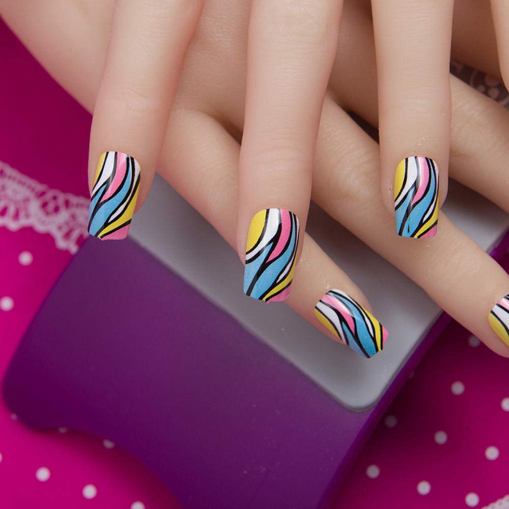 24-Piece HUJL False Nails Set - 10 Sizes Full Coverage French Fake Nails with Double-Sided Stickers for Women | Perfect for Parties, Weddings & Everyday Wear