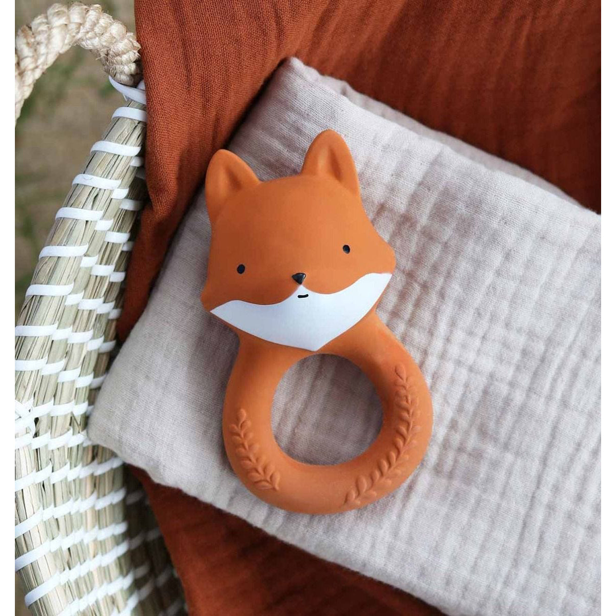 Organic Fox Teething Ring for Babies - BPA-Free, Soothing Relief for Sore Gums - Perfect for Infants 6+ Months - Cute Fox Design for Playtime & Teething Comfort