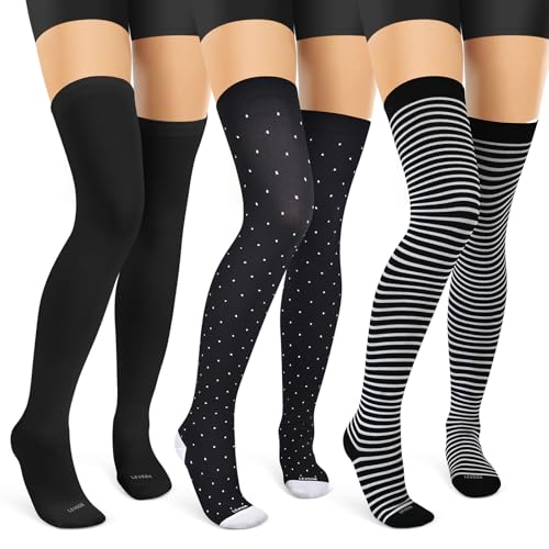 3 Pairs-black/Stripe/Polkadots