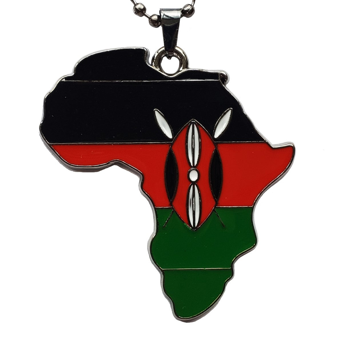 Kenya Flag Pendant Necklace with African Map Chain - Patriotic Jewelry Gift for Kenyan Pride, African Heritage & Travel Enthusiasts | Perfect for Cultural Events, Independence Day & Souvenirs