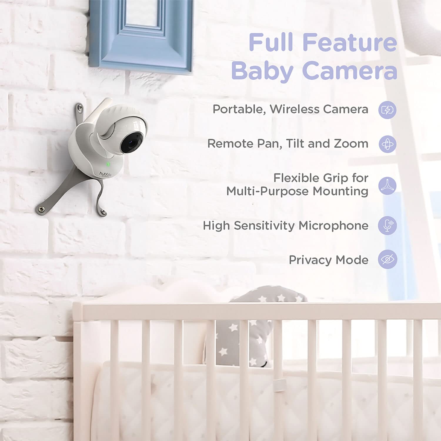 Hubble Connected Nursery Pal Deluxe Twin Smart Baby Monitor - Wireless Wi-Fi HD Camera with 5