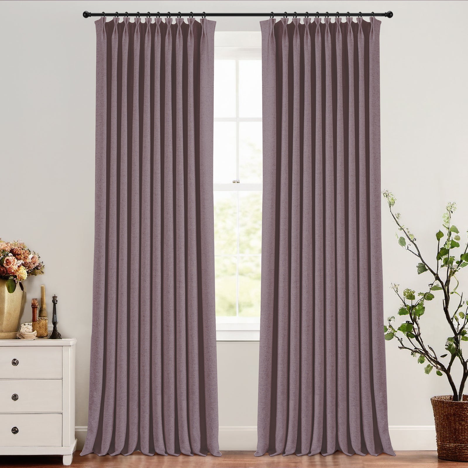 Hunter Green Blackout Curtains - Thermal Insulated Pleated Drapes for Bedroom & Living Room | Noise Reducing & Energy Efficient Window Treatments | Modern Custom Ron Cotton Curtains for Home Decor
