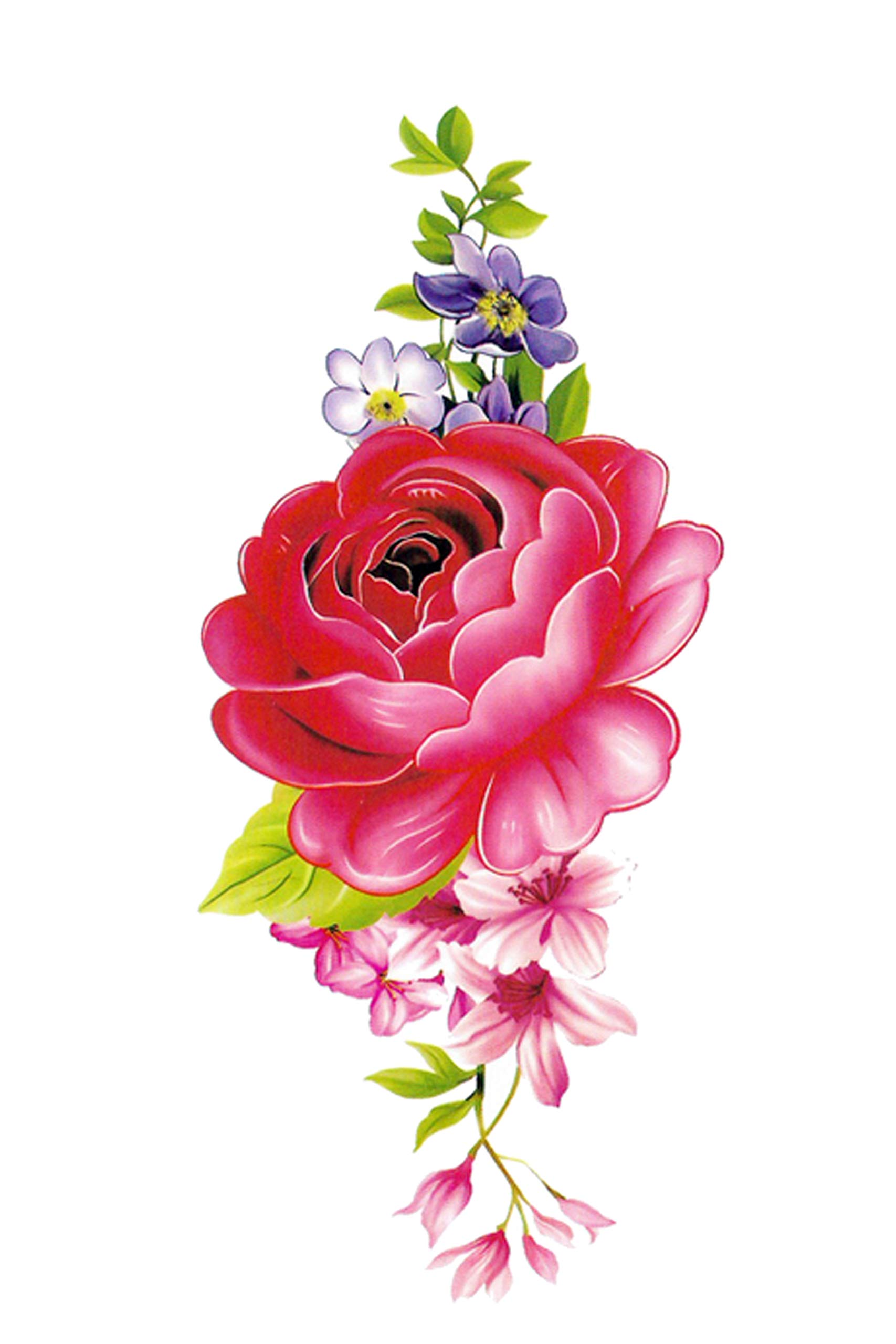 Waterproof Temporary Tattoo Stickers for Men & Women - 3D Realistic Flower, Butterfly, Star, Angel & Wolf Designs - Armband & Word Tattoos (19x9cm) - Perfect for Parties, Halloween & Cosplay - TBX-9010