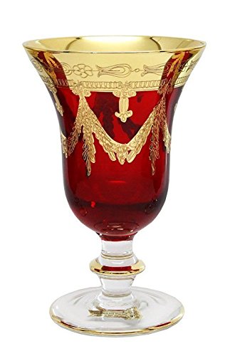 24K Gold-Plated Crystal Wine Glasses Set of 2 - Elegant Red Wine Goblets for Romantic Dinners & Special Occasions