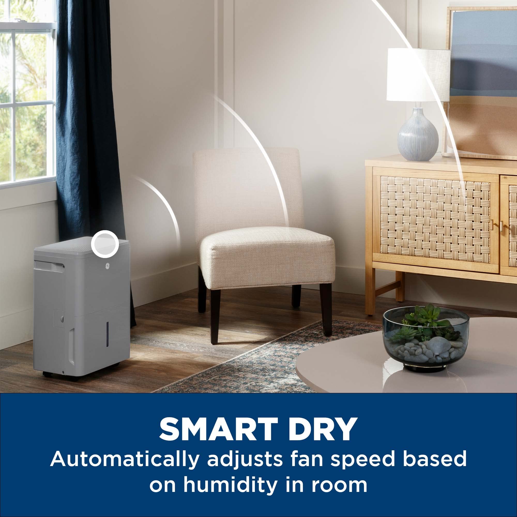 GE Energy Star Certified 50 Pint Portable Dehumidifier with Built-in Pump & Drain Hose - Ultra Quiet Operation for Basement, Bedroom, Bathroom - Auto/Manual Drainage - Ideal for Mold Prevention & Humidity Control in Homes (Gray)
