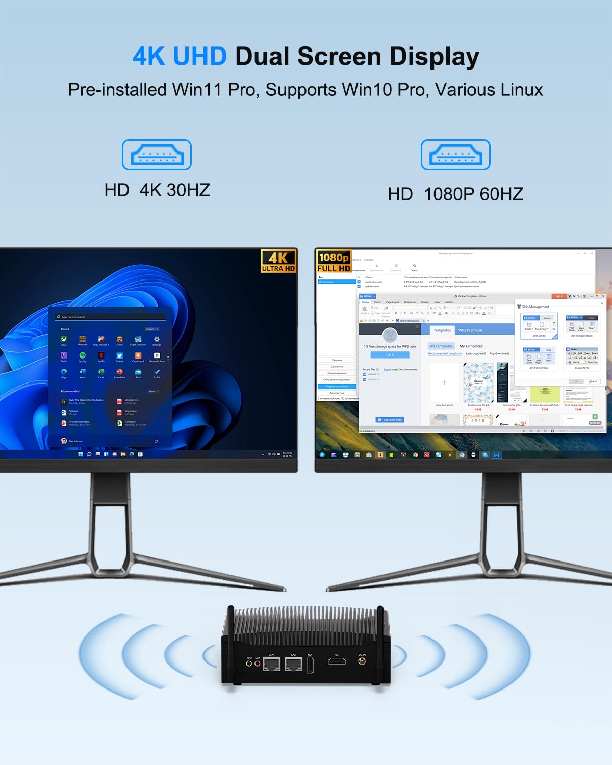 Fanless Mini PC with Dual RS232 Ports | Intel Core i5 10210U (Up to 4.2GHz) | 16GB RAM 1TB SSD | Dual Gigabit LAN | 4K Dual Display | WiFi | Windows 11 Pro | VESA Mount | Auto Power-On - Perfect for Industrial Automation, Digital Signage & Office Workstations