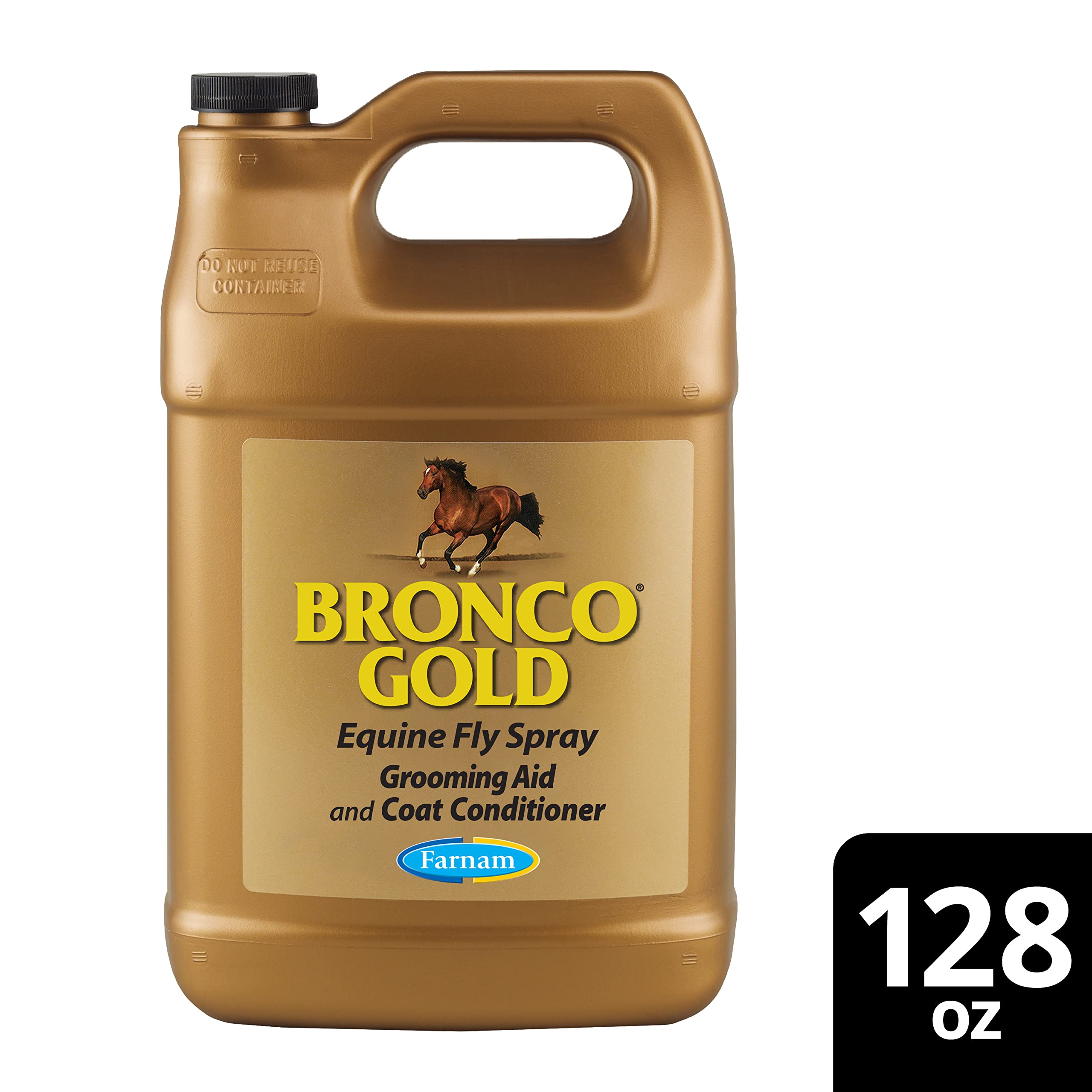 Farnam Bronco Gold Fly Spray for Horses | Gallon Refill (128 oz) | Fly Repellent, Grooming Aid & Coat Conditioner | Ideal for Stables, Barns & Outdoor Riding