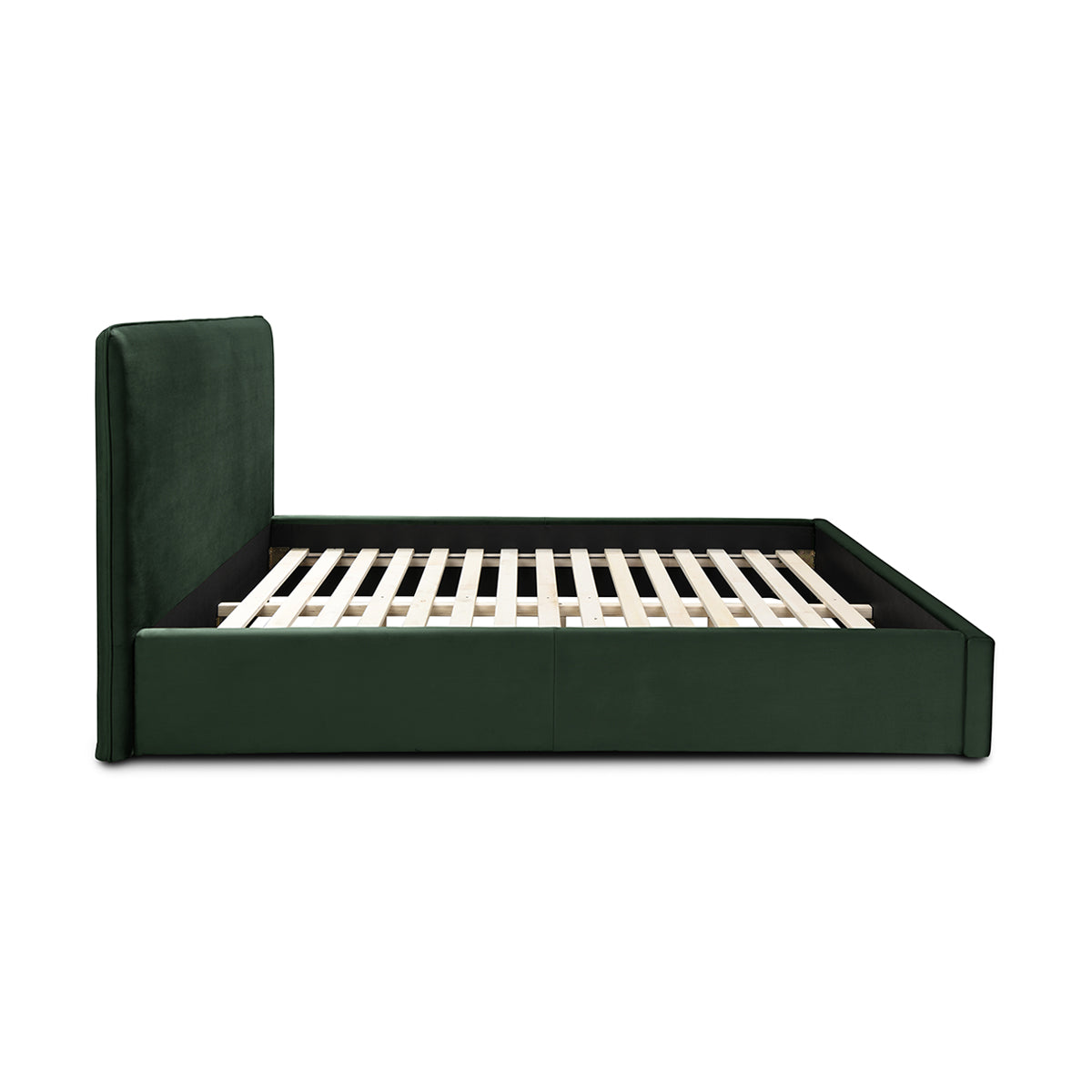Luxury Dane Velvet King Size Bed Frame - Forest Green Upholstered Platform Bed with Wooden Slats | Perfect for Master Bedroom, Guest Room & Modern Home Decor