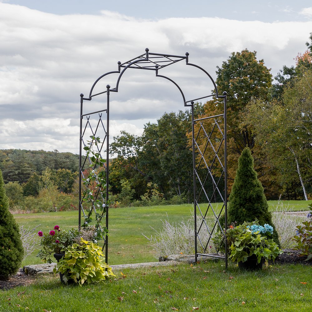 Achla Designs Lattice Tunnel Arbor - Elegant Garden Arch for Outdoor Weddings, Vine Support & Backyard Decor