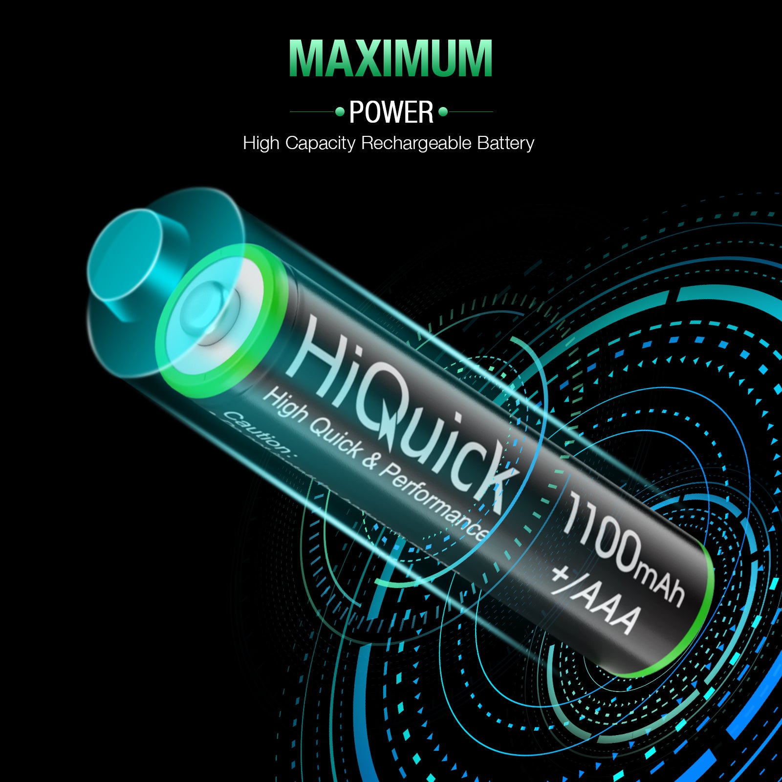 HiQuick Rechargeable AAA Batteries 8 Pack - 1100mAh NiMH Triple A Batteries with Pre-Charged Power | Long-Lasting for Remote Controls, Toys, Flashlights & Electronic Devices