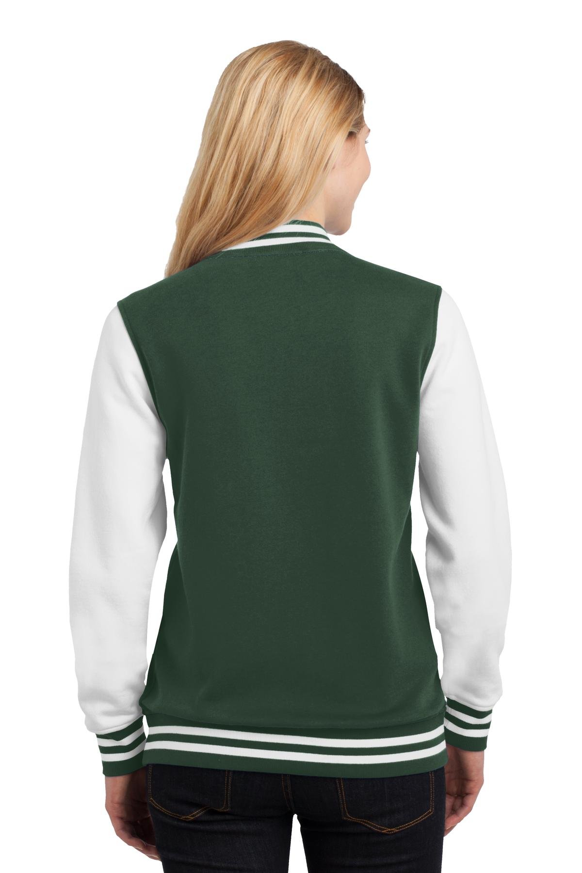 SPORT-TEK Women's Fleece Letterman Jacket - Warm & Stylish Varsity Jacket for Women - Perfect for Casual Wear, Sports & Outdoor Activities