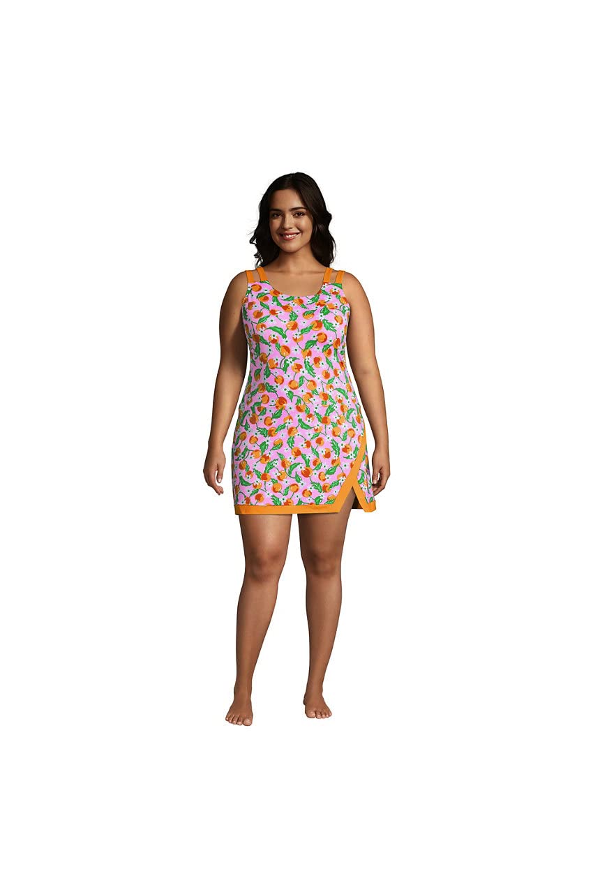 Lands' End Draper James Women's Chlorine-Resistant Tummy Control Scoop Neck Swim Dress - Flattering One-Piece Swimsuit for Pool, Beach & Vacation