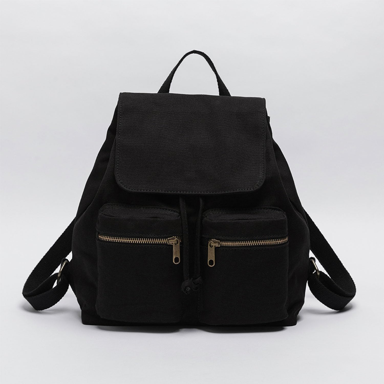 Korean Style Women's Canvas Backpack - Casual Drawstring Travel Bag for College & Outings