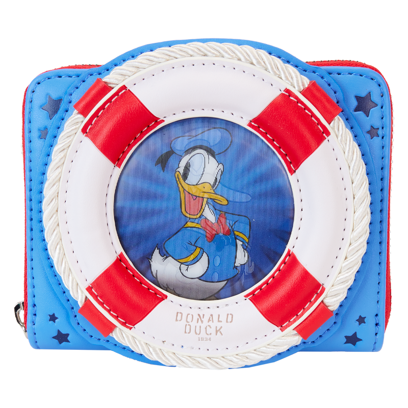 LOUNGE FLY Disney Donald Duck 90th Anniversary Lenticular Zip Around Wallet - Collectible Disney Character Wallet for Fans, Gift for Duck Lovers (Perfect for Disney Parks, Cosplay & Collectors)