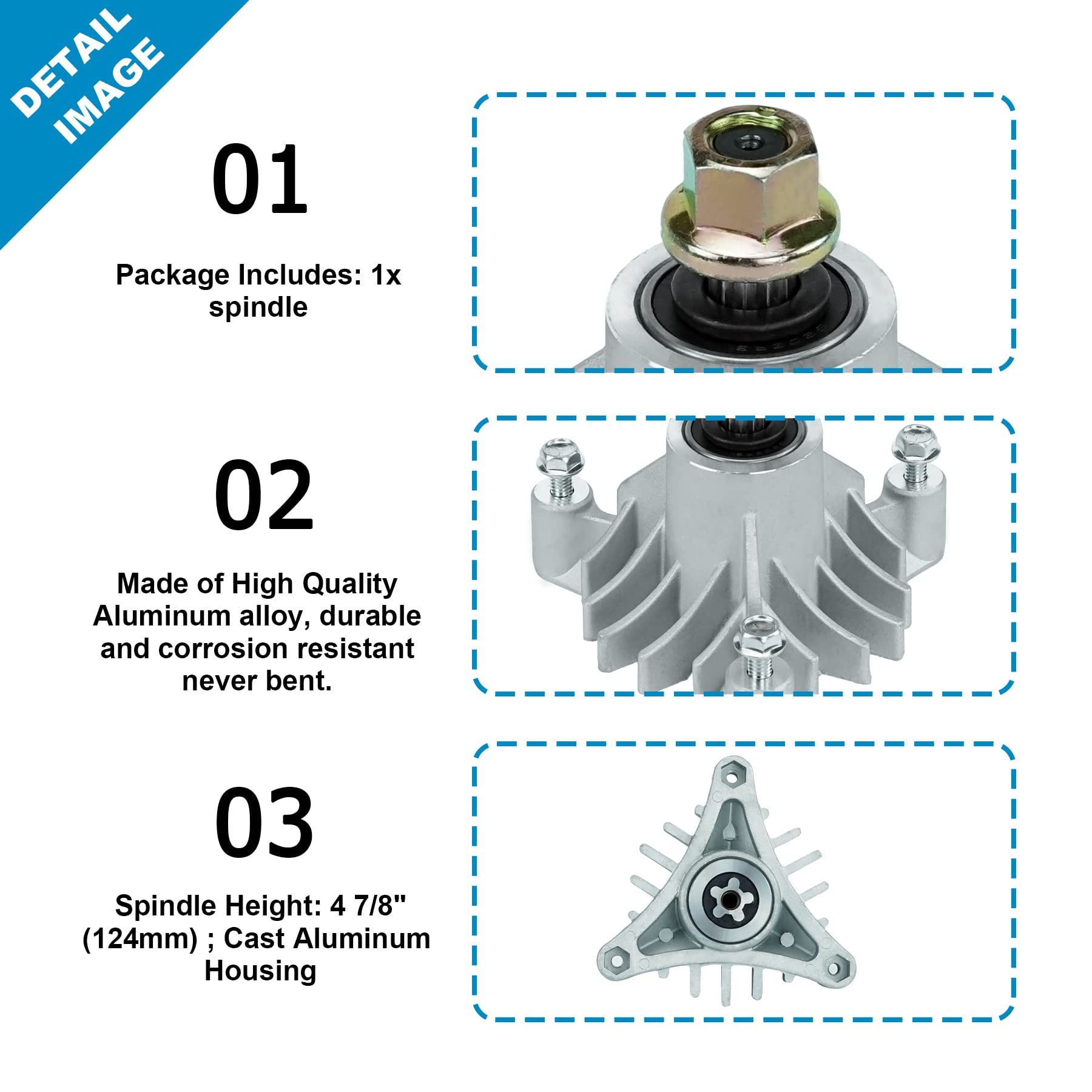 Husqvarna Spindle Assembly 143651 - Compatible with AYP, YTH1746AB, YTH180, YTH2046AB, YTHK180, GTH200, GTH220 Mowers (44