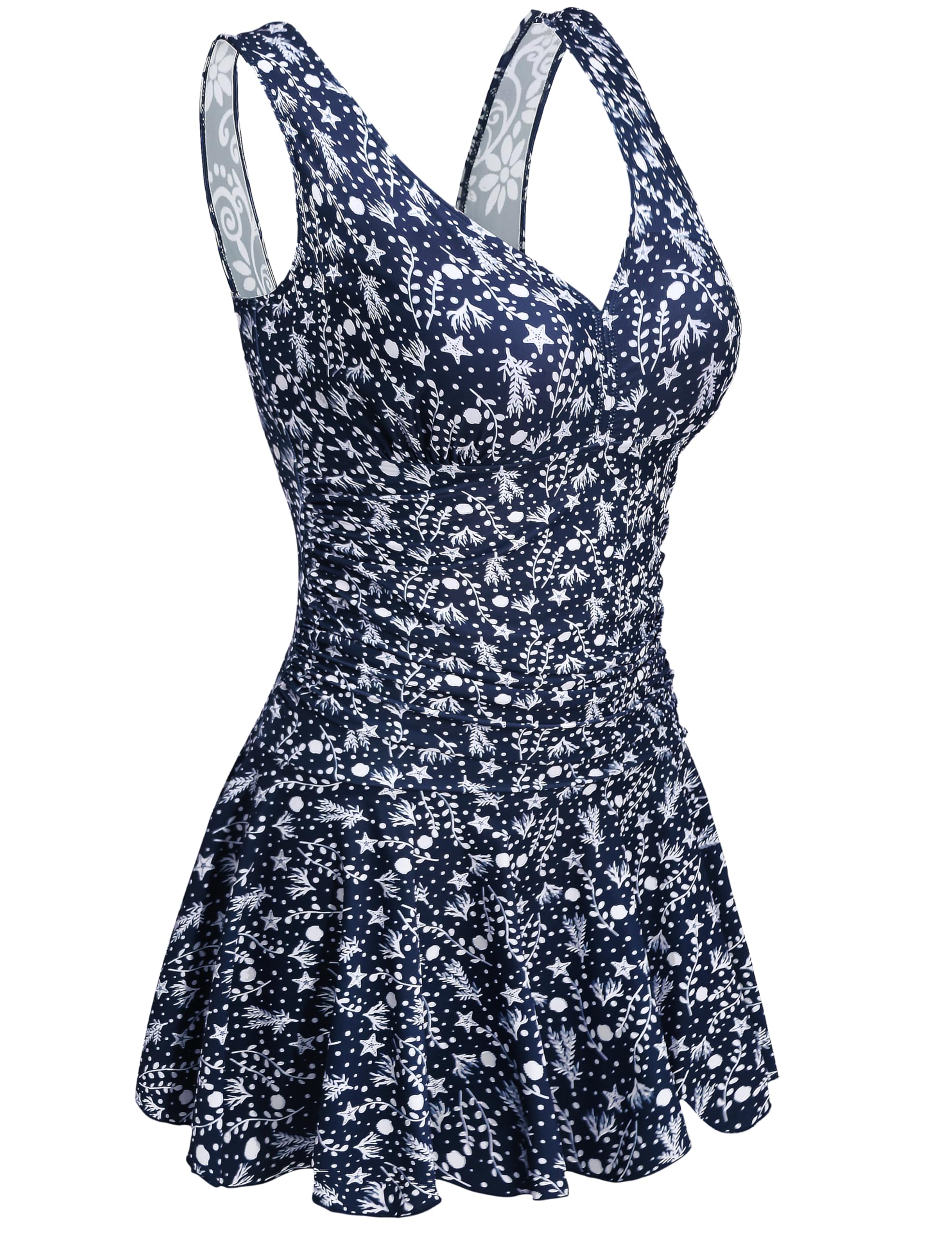 AONTUS Plus Size One Piece Swimsuits for Women - Vintage Bathing Suits with Tummy Control & High Waist - Perfect for Beach, Pool & Summer Vacations