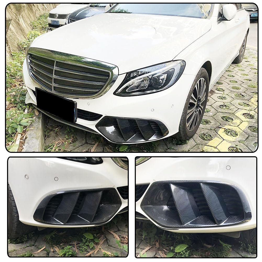 Carbon Fiber Fog Light Cover for Mercedes Benz C-Class W205 Sedan 2015-2019 | Front Bumper Canard Fender Scoop | High-Quality Replacement Part | Enhances Sporty Look & Aerodynamics (Perfect for Car Enthusiasts & Street Racing)