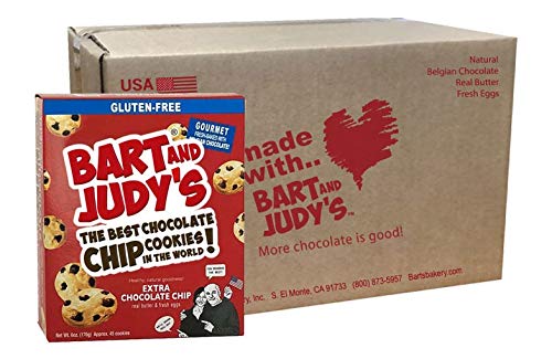 Bart & Judy's Gluten-Free Belgian Double Chocolate Chip Cookies - All Natural, 6oz Pack of 12 | Gourmet Chocolate Chip Cookies for Gifts, Parties & Snacking