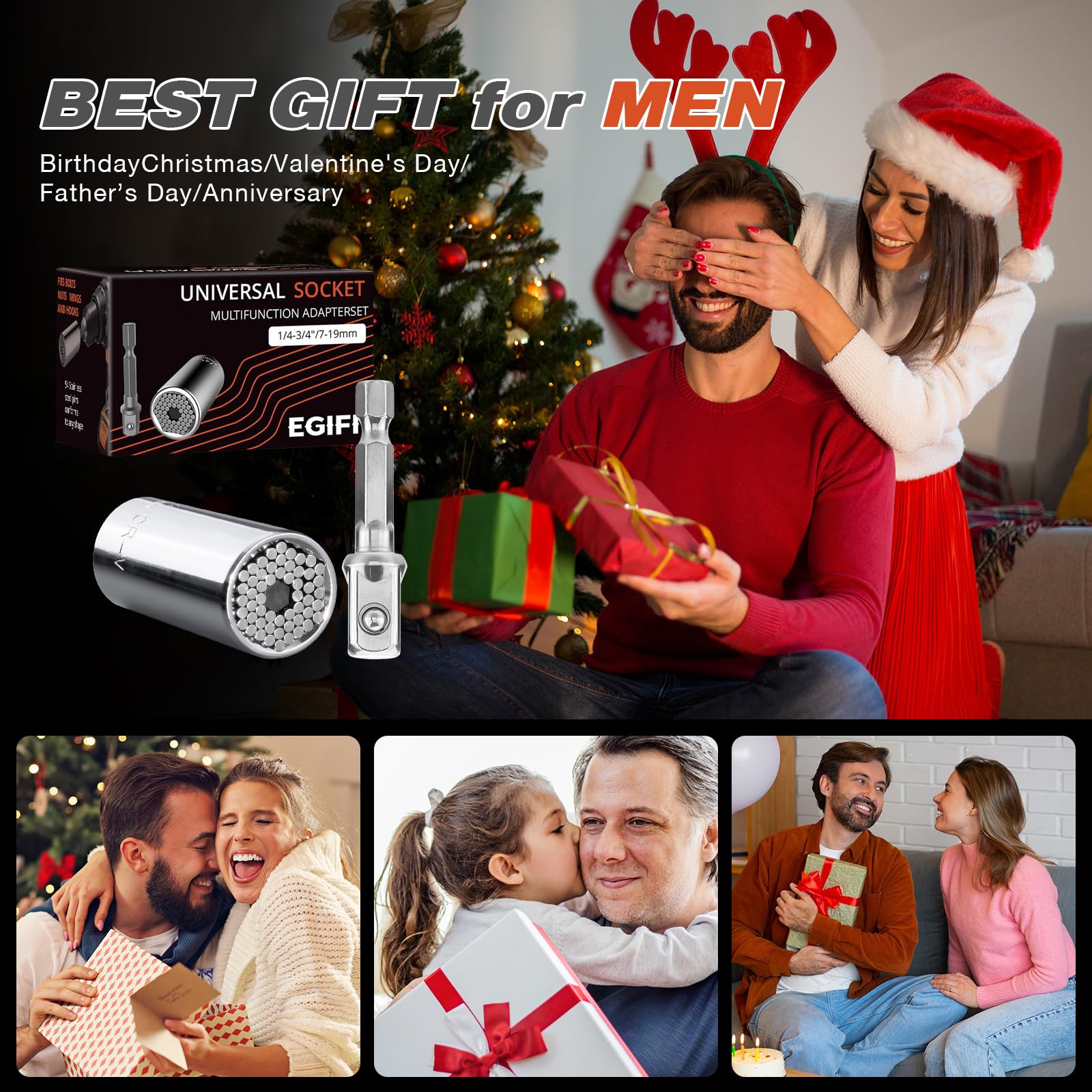 Universal Socket Wrench Set - 2PC Adjustable Mechanic Tool for Nuts, Bolts & DIY Repairs | Perfect Gift for Men, Dad, Boyfriend (Silver) | Ideal for Automotive, Home Improvement & Emergency Fixes