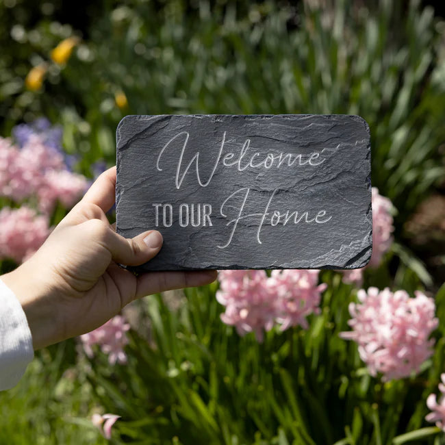 Welcome To Our Home Garden Stepping Stone - Decorative Outdoor Pathway Stones for Front Yard, Backyard & Walkway