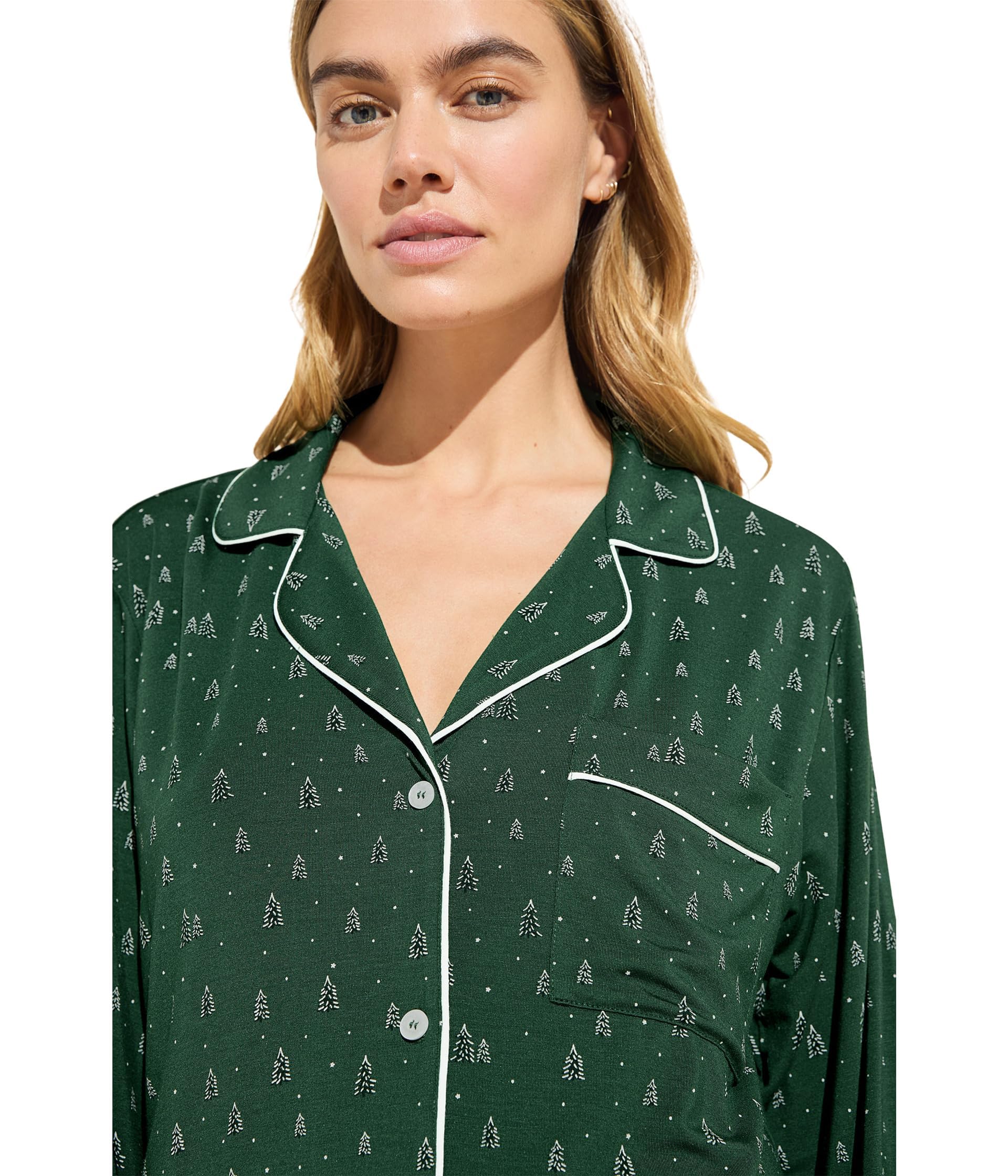 Eberjey Women's Gisele Printed Long Sleeve Pajama Set - Soft Cotton Sleepwear for Women, Comfortable Loungewear for Relaxing at Home or Travel