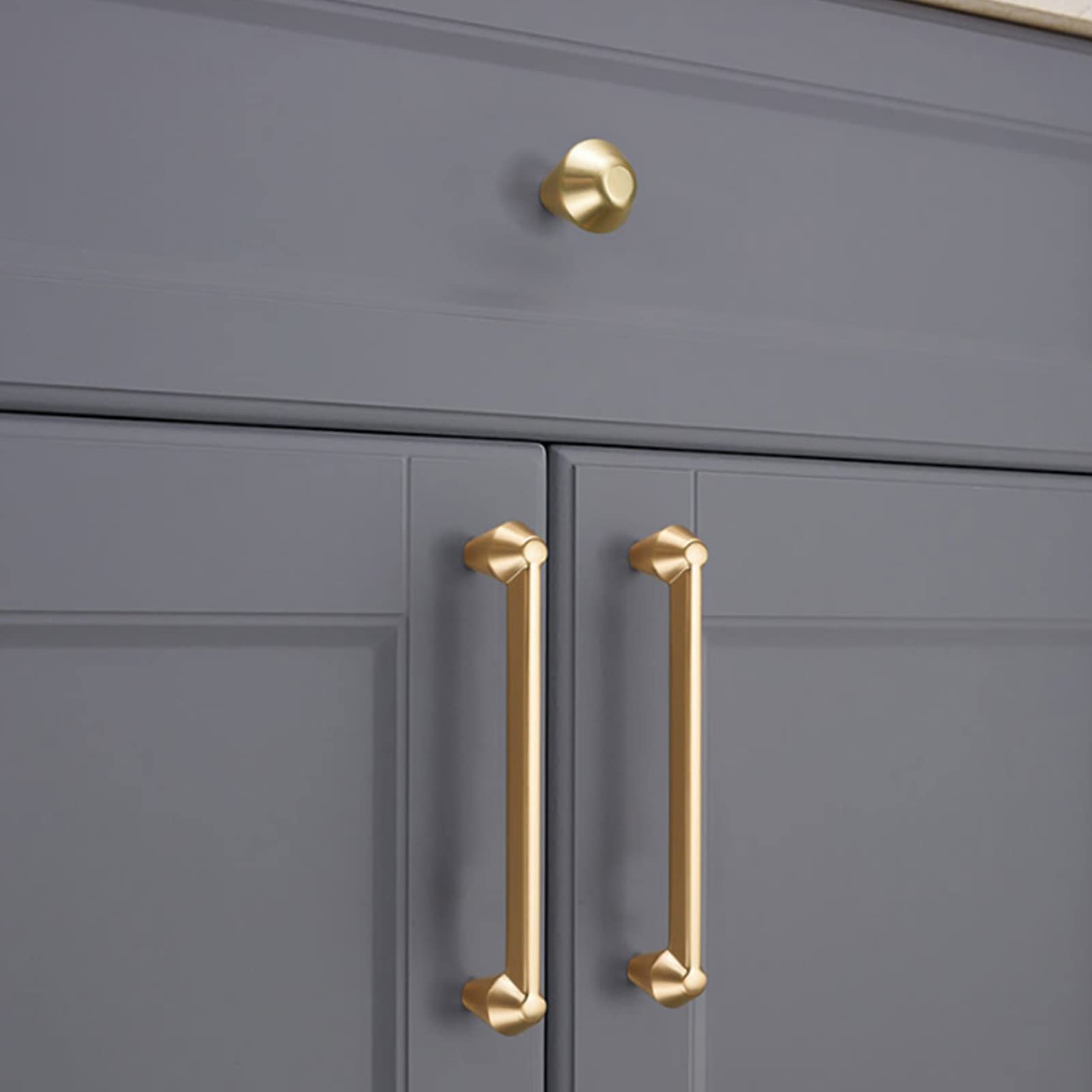 Gold Zinc Alloy Cabinet Knobs - 2 Pack Modern Drawer Pull Handles for Wardrobe, Dresser & Bathroom Furniture | Durable Cupboard Handles with Screws Included | Perfect for Home, Office & Closet Organization