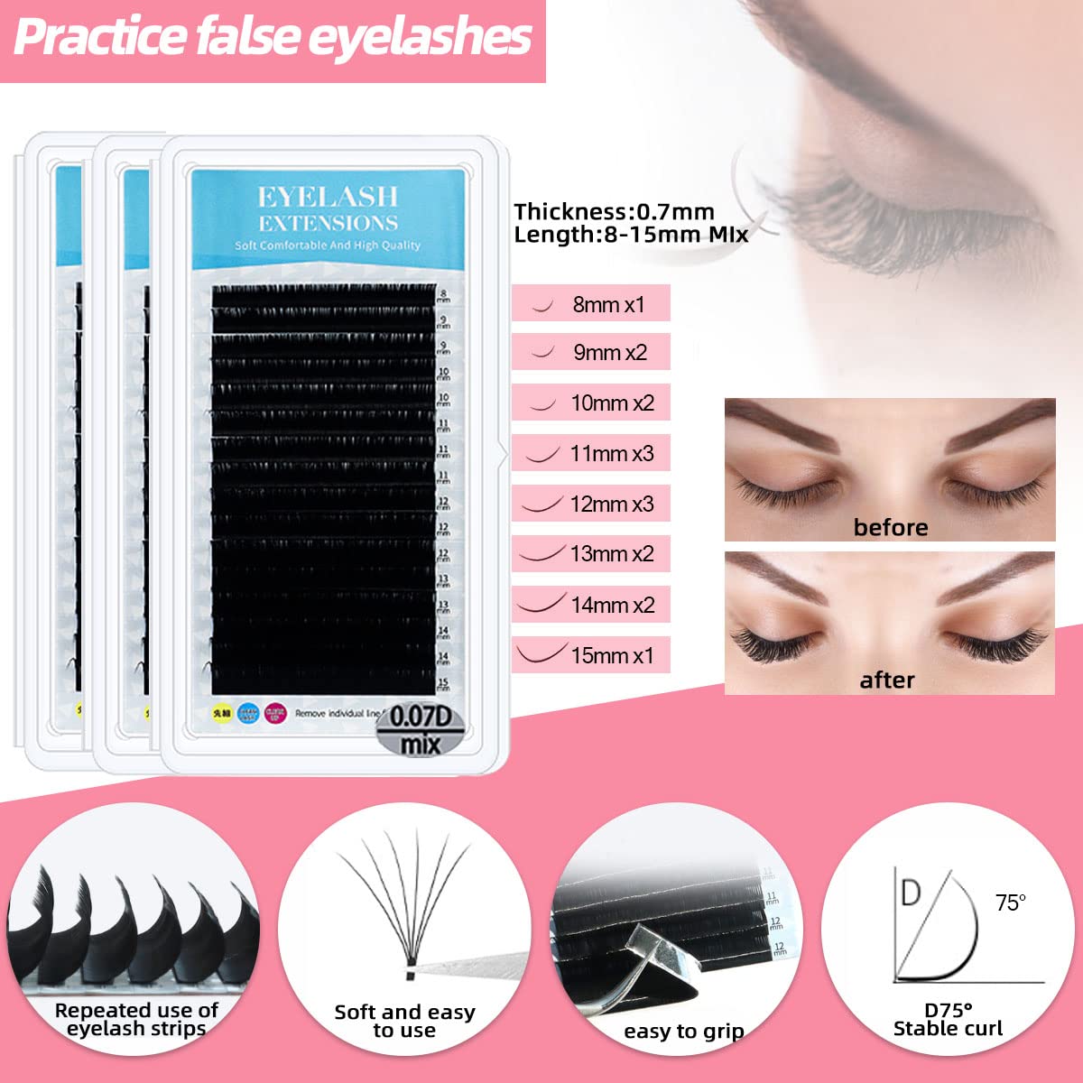 Professional Eyelash Extension Kit with Mannequin Head, Removable Eyelids & USB Lash Fan - Complete Practice Set for Beginners | Includes False Eyelashes, Shampoo Brush & Glue Tools | Perfect for Salon Training & Home Use
